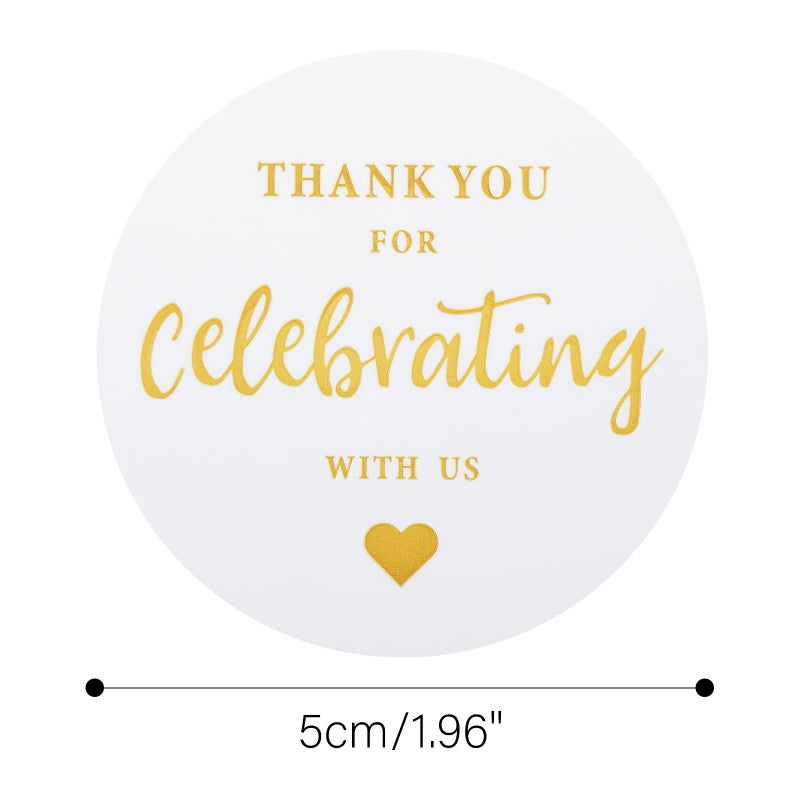 G2PLUS Thank You for Celebrating with Us Stickers 60PCS 2 Inch Round Thank You Sticker Labels for Invitation Envelopes for Wedding  Birthday Baby Shower  Party Favor (Gold) - Image 2